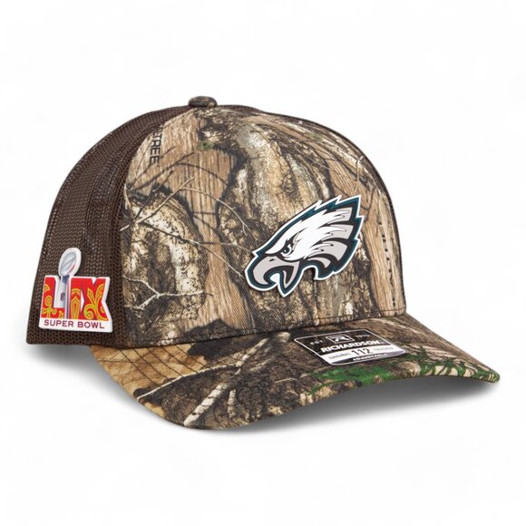 Philadelphia Eagles Super Bowl LIX 3D Snapback Trucker Hat- Realtree Edge/ Brown - Picture 1 of 2